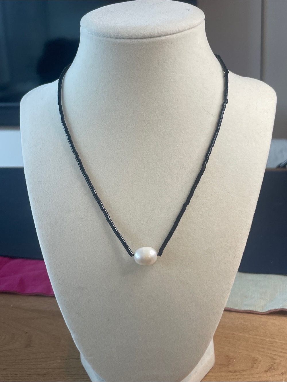 Sophie Buhai Freshwater Baroque Pearl Pendant Black Beaded Necklace
